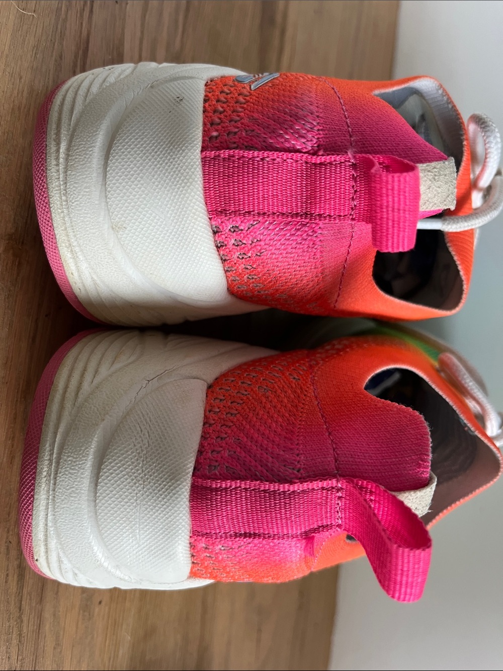 Skechers Women’s Rainbow Gradient Knit Sneakers - Pink Orange Yellow Green Blue - Picture 3 of 5